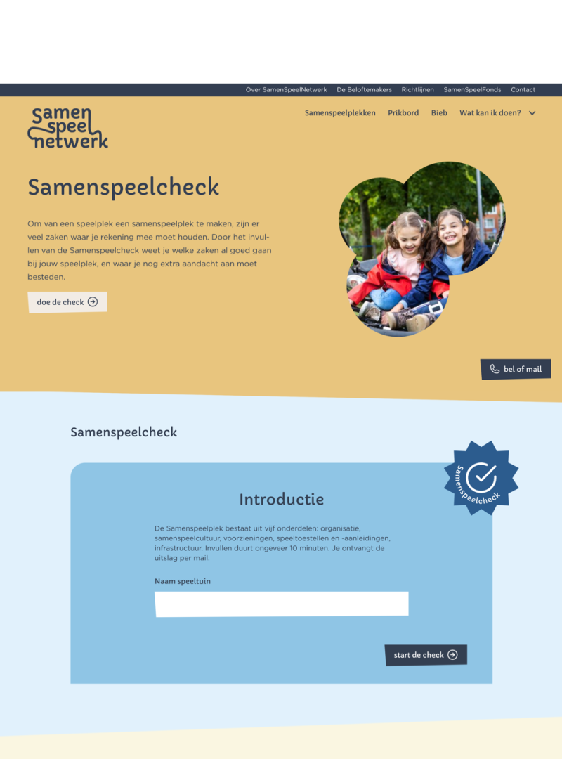 Screenshot Samenspeelcheck-webpagina