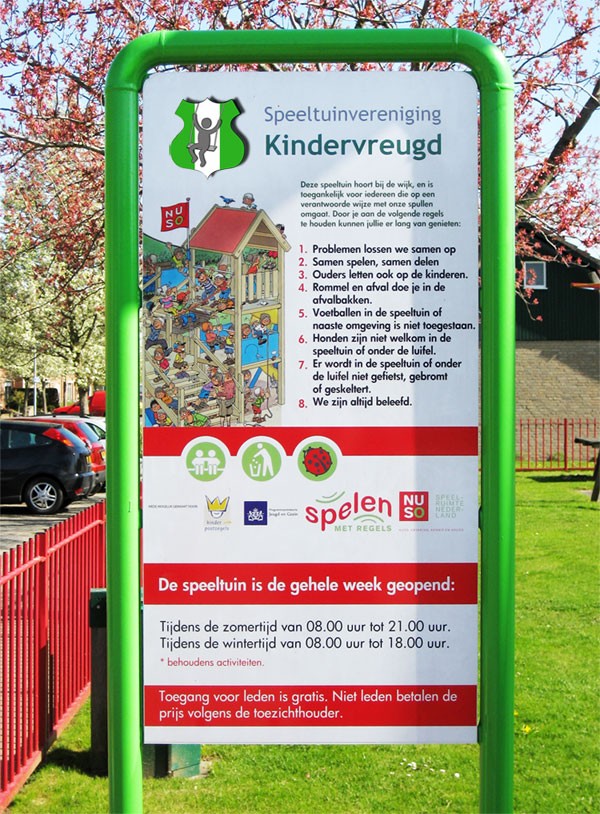 De speelregels van Speeltuinvereniging Kindervreugd in Willemstad